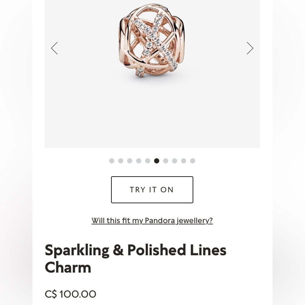 ROSE GOLD SPARKLING & POLISHED LINES CHARMS(X2)❤️WILL FIT ANY PANDORA BRACELET❤️